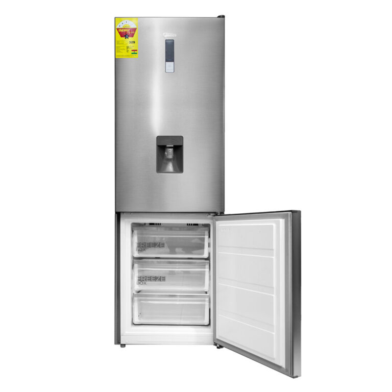 MIDEA-302LTR-DOUBLE-DOOR-BOTTOM-FREEZER-MDRB424FGF02-OPENED-768×768